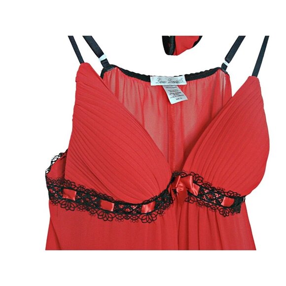 Linea Donatella Nightdress Nightgown Lingerie Baby Doll Lace Padded Red Black XL - Picture 2 of 12